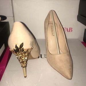 Cream flax suede heels shoes stilettos size 9
